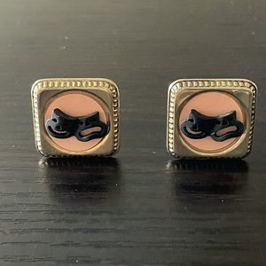 Theater Drama Comedy Tragedy Cufflinks Cuff Links Anson Pink Black Vintage 50s
